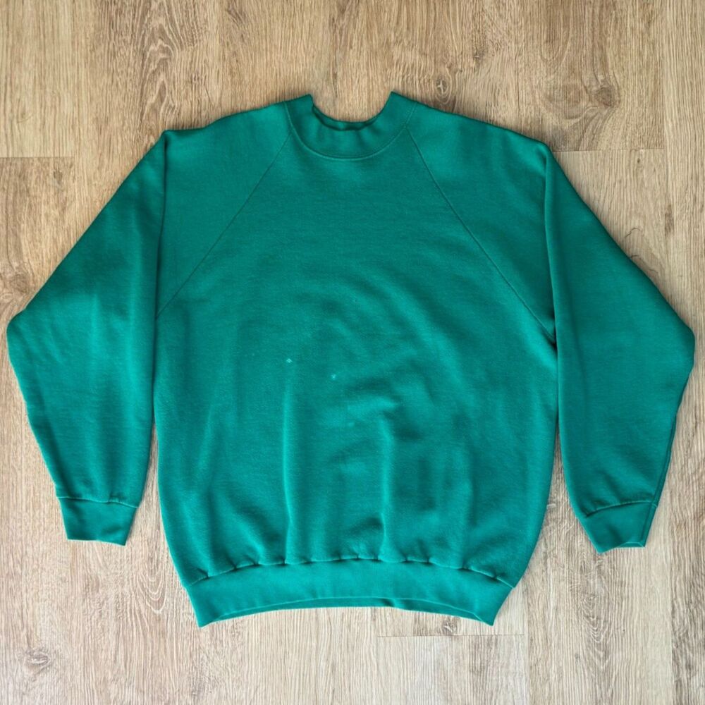 Fruit Of The Loom 80's Green Crewneck Sweatshirt XL Pullover Casual Vintage